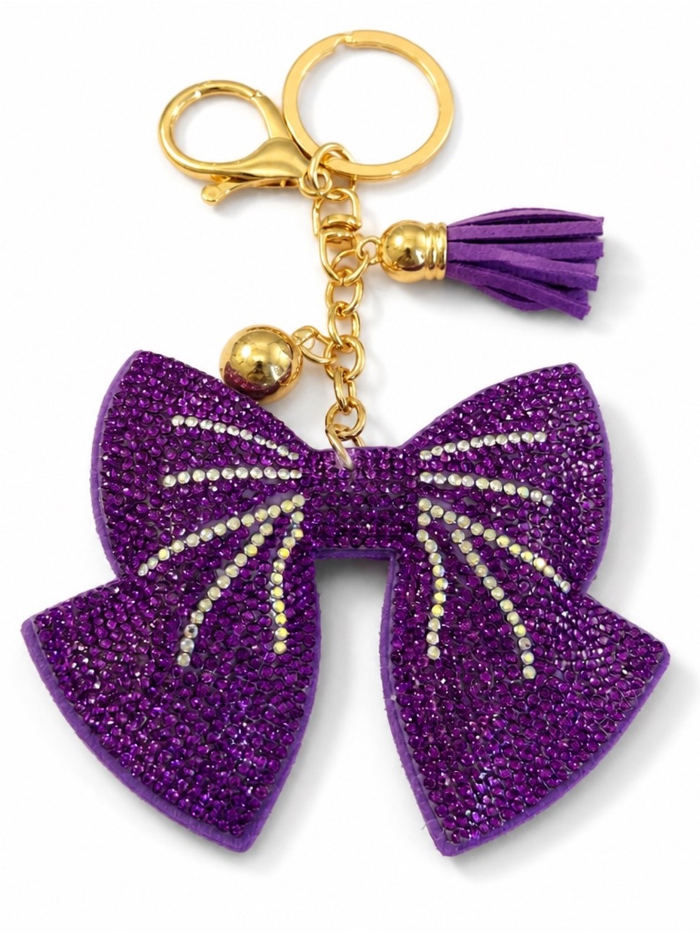 Rhinestone Purple Bow Keyring bag backpack charm crystal